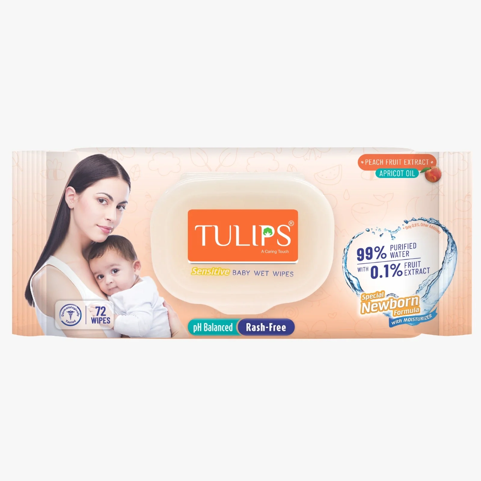 Peach Fruit 72 wipes (lid) - Baby Wet Wipes