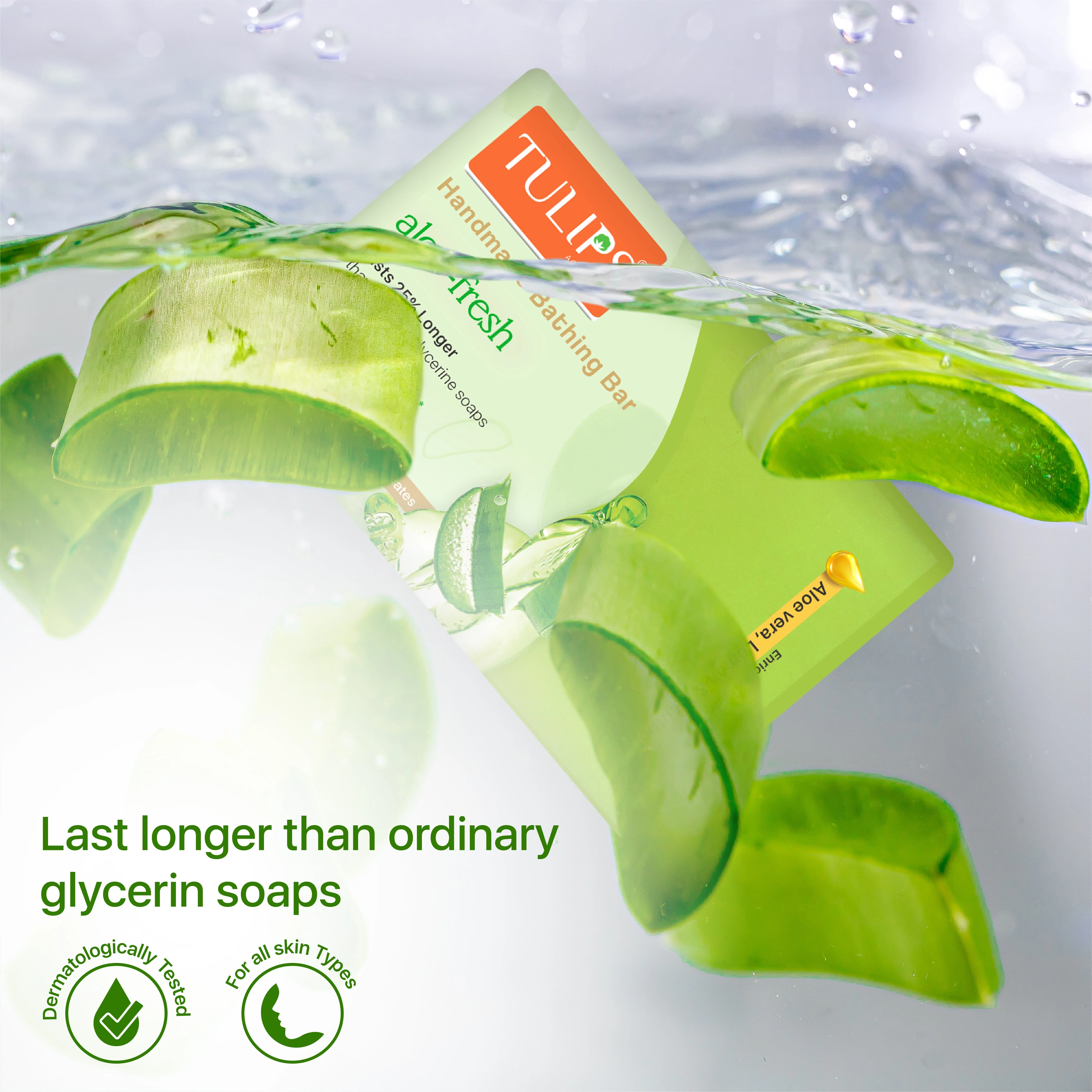 Handmade Bathing Bar – Aloe Fresh (125g) - Image 2