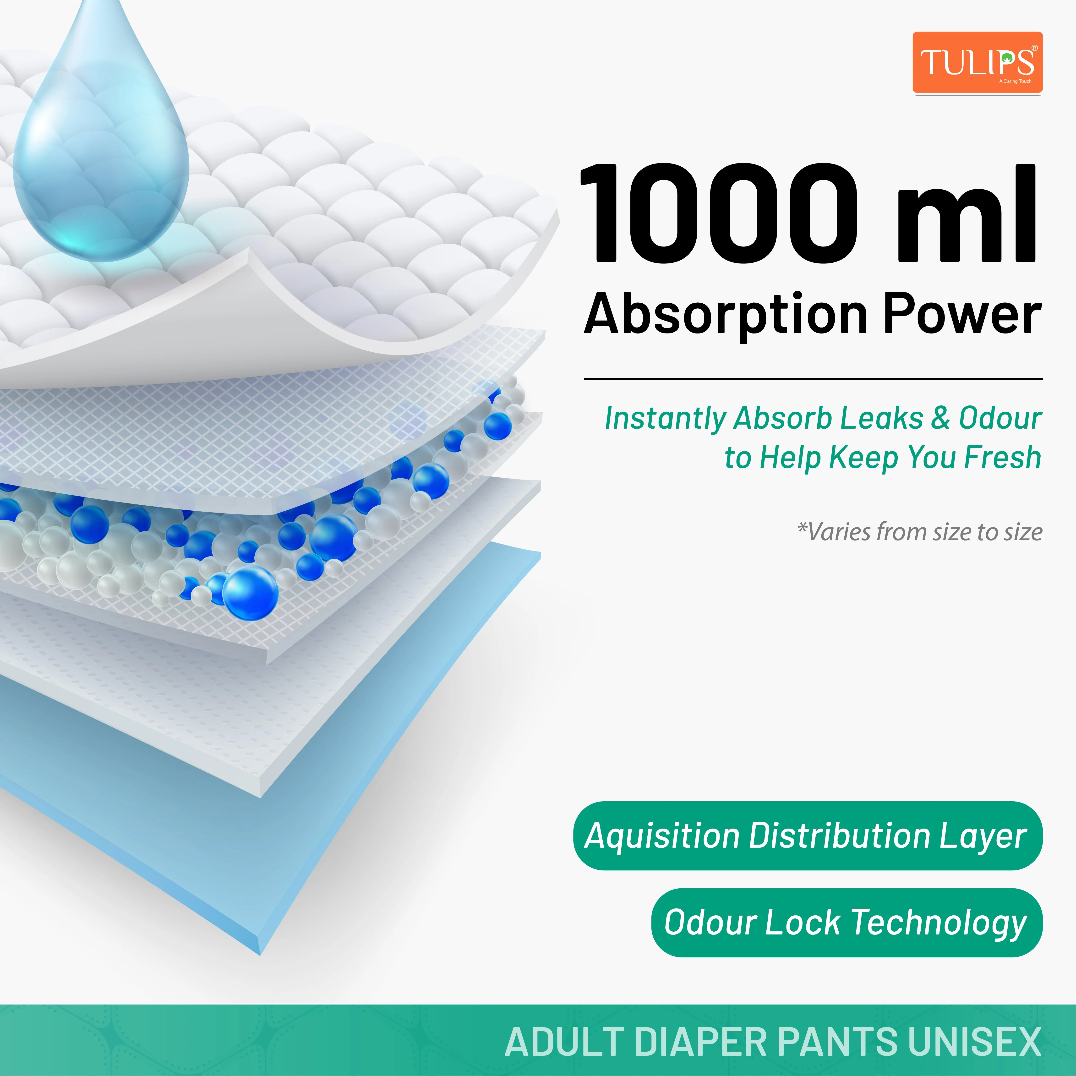 TULIPS Adult Diaper Pants - Protection from Urinary Incontinence (Medium) - Image 5