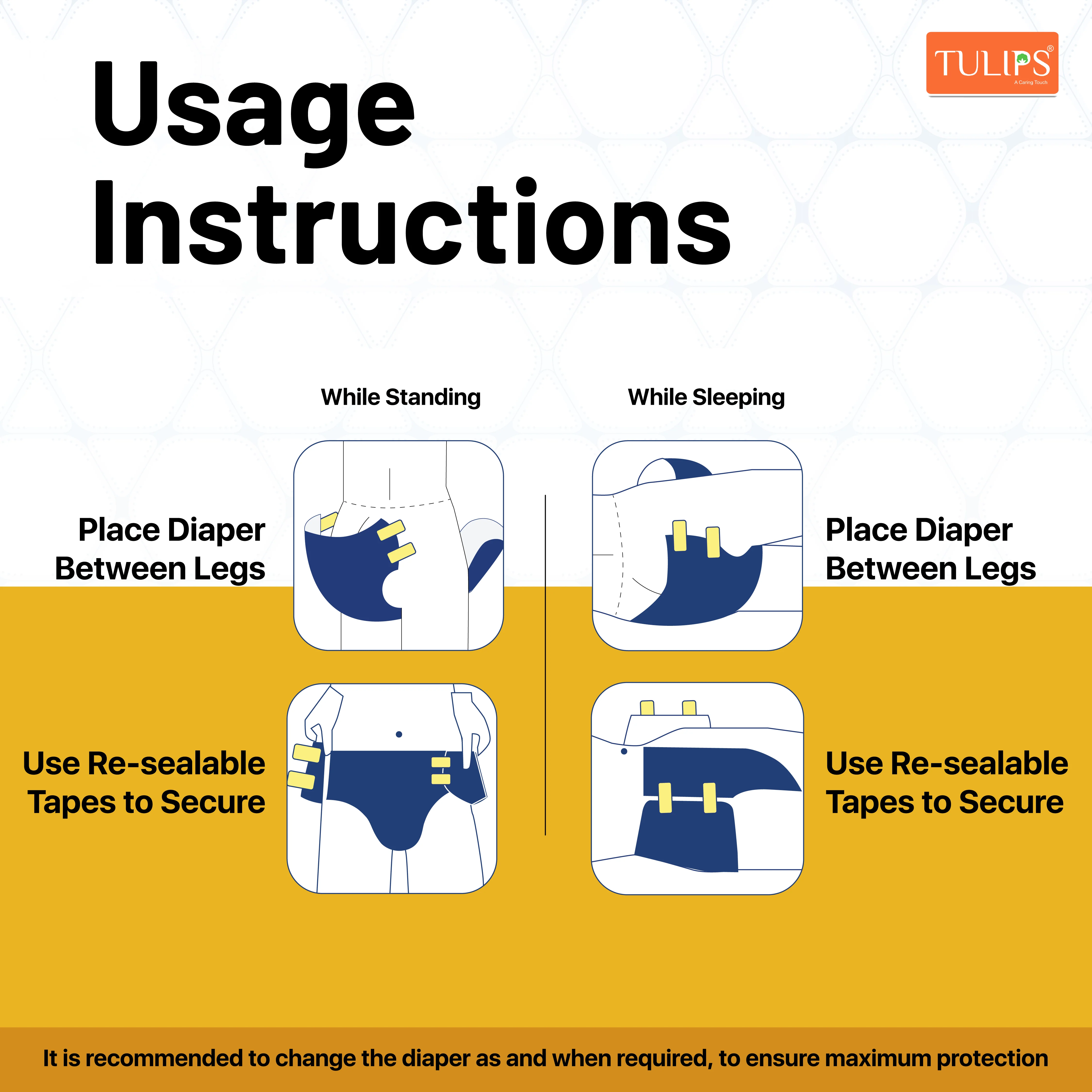 TULIPS Adult Diaper Tape Style- Leak Proof Protection for Bedridden Elders (Medium) - Image 7